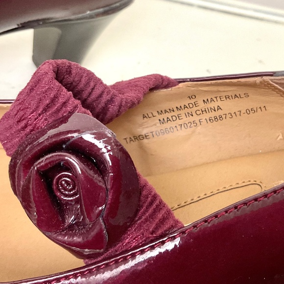 Merona Burgundy Dressy Mary Jane Faux Leather Casual Heeled Comfort Pump size 10 - Picture 5 of 14
